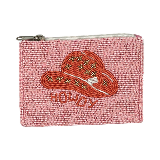 Howdy Cowboy Hat Beaded Coin Wallet