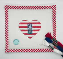 Load image into Gallery viewer, Red, White &amp; Blue USA Heart - Atlantic Blue Canvas
