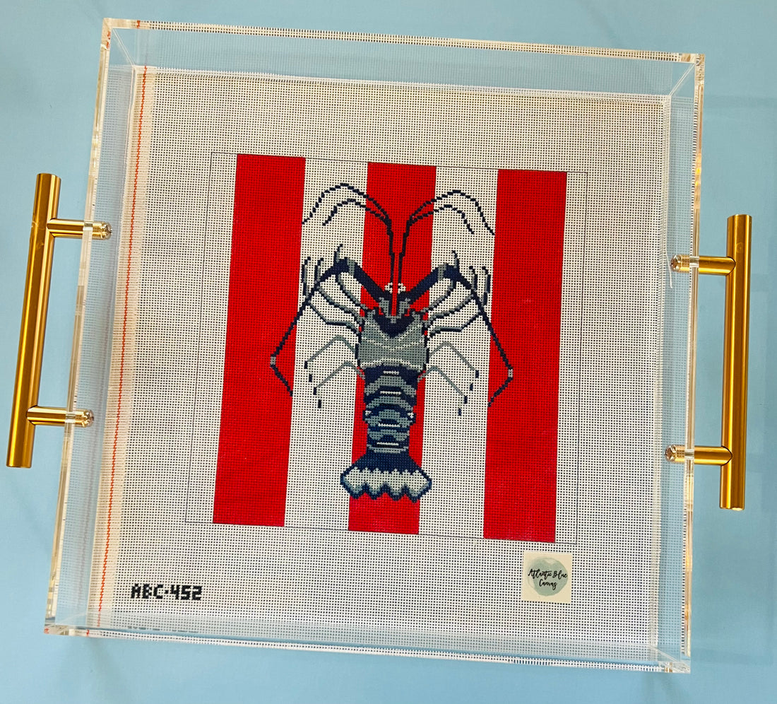 Florida Lobster Striped - Red - Atlantic Blue Canvas