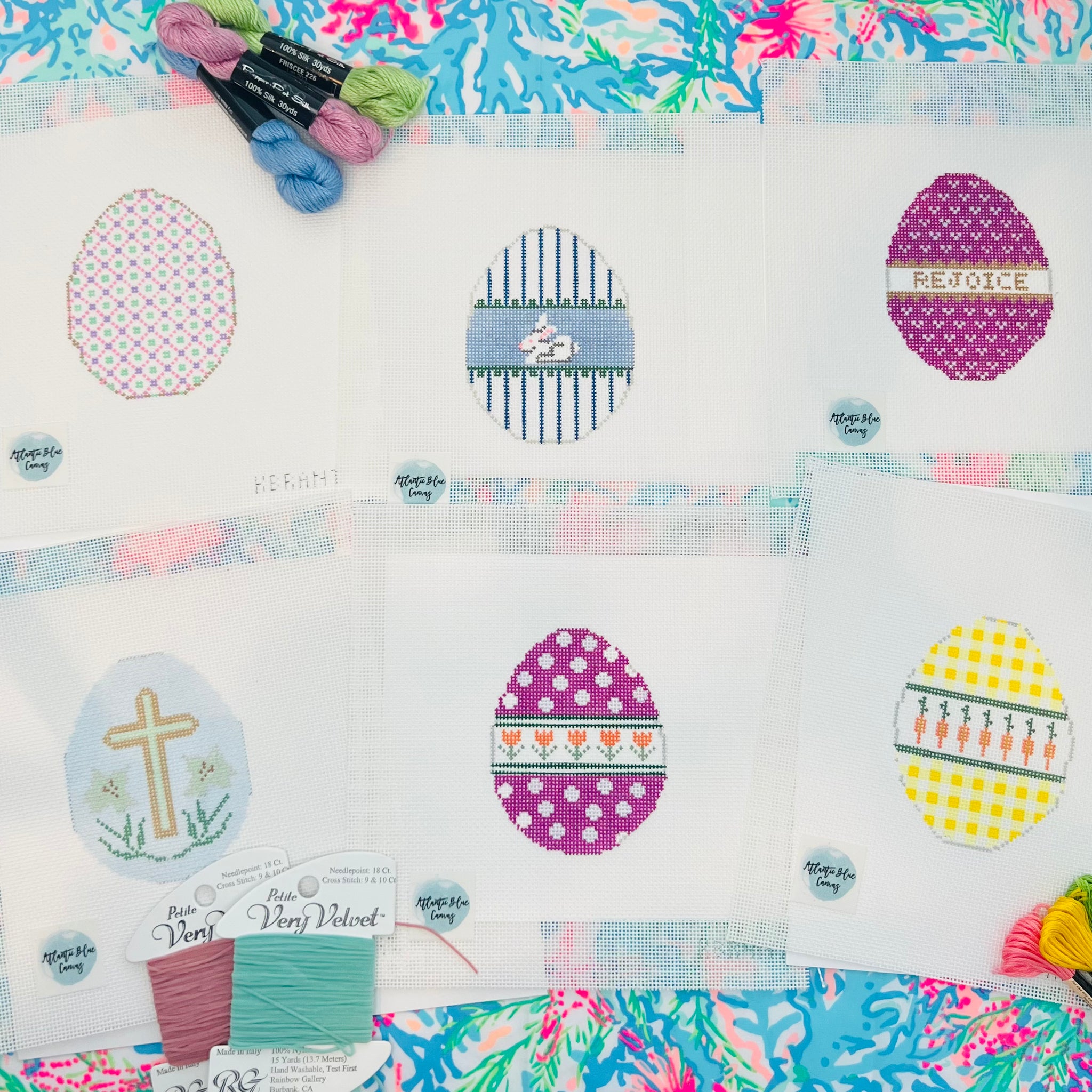 Easter Egg Series - 6 Canvases - Atlantic Blue Canvas